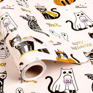 Rollo de Papel de Regalo Personalizado de 80 g/m² con Logotipo e Imagen Impresos, Papel de Embalaje para Regalos de Halloween - Product Image 4