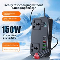 Nouvel onduleur de puissance multifonctionnel pour voiture 150W, convertisseur avec prise de type PD, chargeur rapide pour téléphones mobiles
