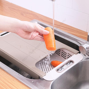 Planche à découper multifonction en plastique DD2404 avec panier de drainage télescopique pour cuisine – Vente en gros - Product Image 3