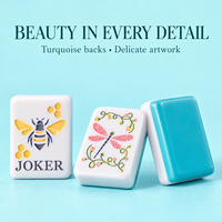 Jeu de Mahjong américain avec tuiles en acrylique, motif floral 'Heure du Thé', design artistique 'Sweet Home', pour une ambiance de jardin sur chaque tuile, jeu de tuiles de table pour soirée de jeu