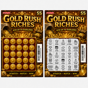 Cartes de jeu instantanées à gratter sur le thème des trésors, personnalisées en gros, impression numérique couleur originale, billets de loterie - Product Image 1