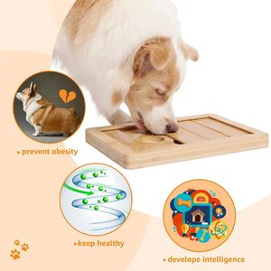 Alfombra de alimentación lenta de madera maciza para perros, comedero de madera para mascotas - Product Image 1