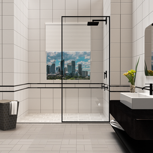 Pantalla de <span class=keywords><strong>ducha</strong></span> <span class=keywords><strong>fija</strong></span> con marco negro mate, vidrio templado de 10mm, puerta de <span class=keywords><strong>ducha</strong></span> de 711*1728mm - Product Image 1