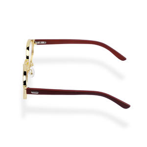<span class=keywords><strong>Gafas</strong></span> de Madera Maciza de Vanguardia Europeas y Americanas con Montura Metálica con Piedras Preciosas, Modernas y a la Moda - Product Image 4