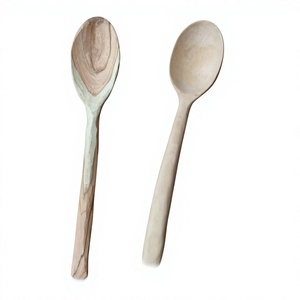 Ensemble de 2 cuillères de cuisine en bois naturel, ustensiles de cuisine réutilisables pour remuer, mélanger, servir, utilisation en cuisine - Product Image 3