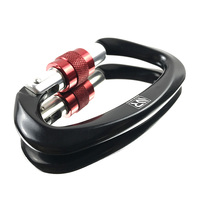 Mousqueton robuste en alliage d'aluminium léger, forme D, coloré, à verrouillage automatique, charge de rupture 25 kN, pour usage extérieur