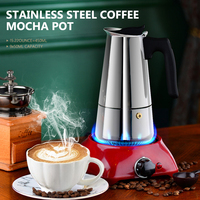 Cafetière italienne en acier inoxydable 200/300/450 ml, expresso, latte, percolateur, machine à café italienne portable en verre pour cuisinière