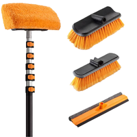 Kit de brosses de lavage de voiture 5-en-1 directement de l'usine - Perche télescopique, poils doux et microfibres, pour le nettoyage de camping-cars/camions/bateaux