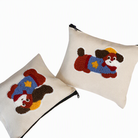 Pochette de luxe en toile de coton pour soins corporels avec fermeture éclair, logo brodé en chenille, sac à fermeture éclair pour ensembles d'accessoires de sport