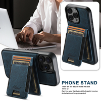 SUTENI untuk iPhone 18 Pro Max Casing Ponsel Pengisi Daya Nirkabel Magnetik Pita Elastis Tempat Kartu Penyangga Kulit Imitasi 17 16 Plus 15 14 13