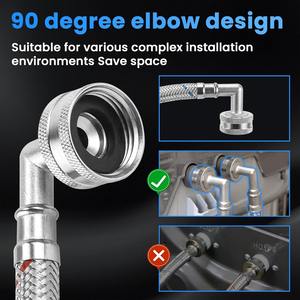 Meilleur Prix Robinet Manuel en Acier Inoxydable 304 de 6 Pieds Anti-éclatement 3/4" FHT Filetage Standard pour Eau Chaude et Froide pour Lave-linge Hôtel Extérieur - Product Image 6