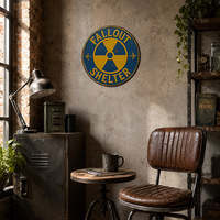 Plaque Métallique Vintage Fallout Shelter, Décoration Murale Rustique Rétro pour Garage, Bunker, Man Cave
