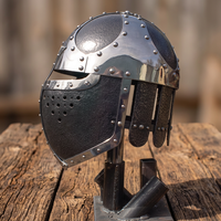 Casco Vikingo Medieval, Réplica Hecha a Mano, Lista para la Batalla, Metal Plateado, Estilo Antiguo, Moderno, Tradicional, para Cosplay