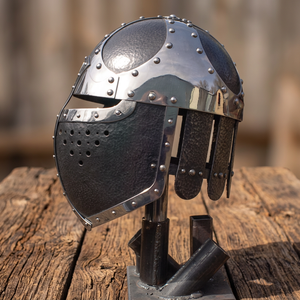 Casco Vikingo Medieval, Réplica Hecha a Mano, Lista para la Batalla, Metal Plateado, Estilo Antiguo, para Cosplay y Reenactaciones - Product Image 1