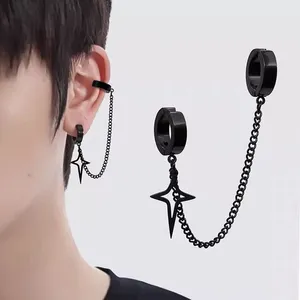 <span class=keywords><strong>Pendientes</strong></span> de Acero Inoxidable Minimalistas de Moda para Adolescentes, Sin Perforación, para Mujeres y Hombres, <span class=keywords><strong>Pendientes</strong></span> de Estrella con Colgante, Joyería - Product Image 1