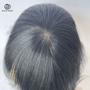 En stock grossiste suisse HD Lace Base système de remplacement postiches 80% moins de densité vrais cheveux humains naturels perruques pour hommes Toupet - Product Image 2