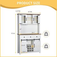 Meuble de bar à café style ferme avec éclairage LED, 9 casiers à vin, porte vitrée, buffet de cuisine, en panneau composite artificiel