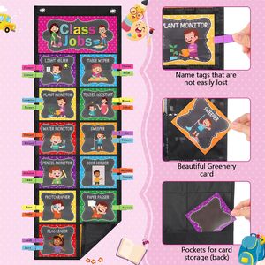 Tablero de tareas para el aula con tarjetas, clips y ganchos para ayudantes de clase de 6 a 8 años - Product Image 3