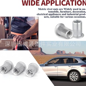 QIBIND Rivet Nut Set 100pcs M3 M4 M5 M6 M8 Metric Thread Inserts Aluminum Alloy - Product Image 4