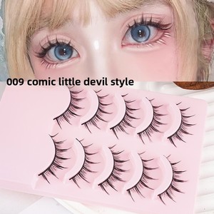 10 paires de faux cils en poils synthétiques à tige rigide, aspect naturel, design petit diable de dessin animé, avec boîte personnalisable pour logo - Product Image 4