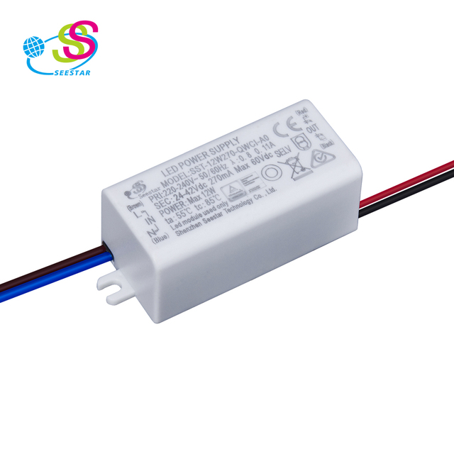 Mini 6W 8W 12W 260mA 300mA EU Isolated Flicker Free Constant Current LED Driver