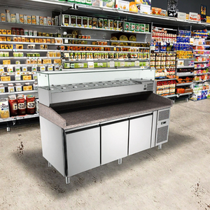 Thương Mại Undercounter Reach-Trong Thép Không Gỉ 3-Cửa Tủ Lạnh Duy Nhất Nhiệt Độ Salad Bar Máy Làm Lạnh Bánh Pizza Trái Cây Hiển Thị - Product Image 2