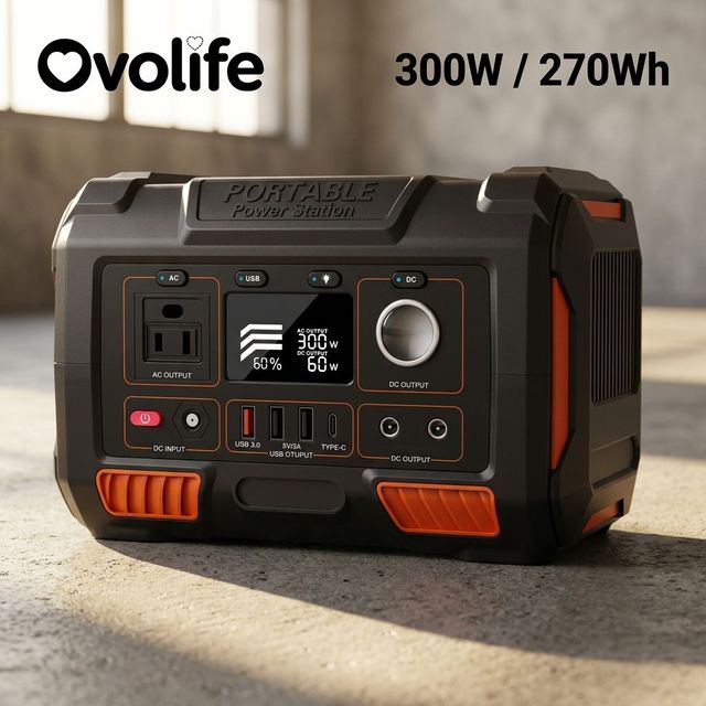 300W 270Wh 72800mAh Pure Sine Wave with 15W Wireless Charging for Outdoor Camping OVO-A3E Solar Generator Portable Power Station
