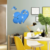 Autocollant Mural Miroir Cœur, Autocollant Mural Fleur, Décoration Murale DIY Mignonne pour Chambre