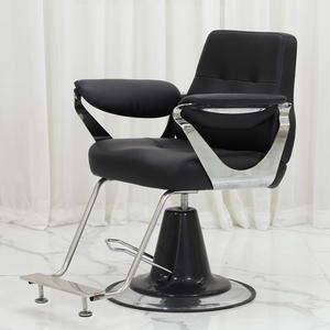 Black Small Silver Stainless Steel Base Barber <b>Chair</b> Customizable Color LOGO Salon <b>Chair</b> for Barber Shop - Product Image 2