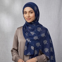 Foulard Hijab Léger et Respirant pour Femme avec Imprimé Arbre Argenté, Châle de Mode pour Quotidien, Fêtes et Voyages