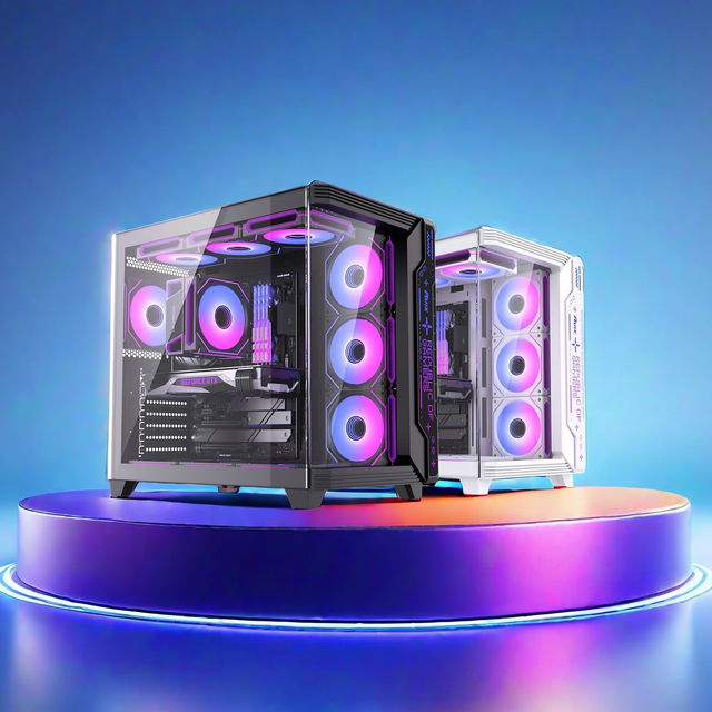 MQ White Panoramic MATX PC Case Pillarless Tempered Glass Desktop Computer Chassis 360 Water Cooling Support