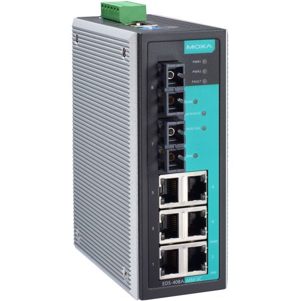 Moxa EDS-408A-SS-SC-T Managed Switch 8 Port Industrial DIN Rail Mount Ethernet Switch