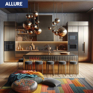 Allure Design All-in One Ready Made Modern Sets <strong>Cheap</strong> L Shape Gadgets Latest <strong>Pantry</strong> Kitchens <strong>Cabinets</strong> Stainless Frames Trend - Product Image 1
