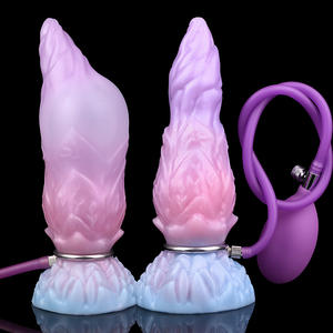 2025新设计幻想充气肛门塞女性硅胶手泵充气假阳具带吸盘 - Product Image 1