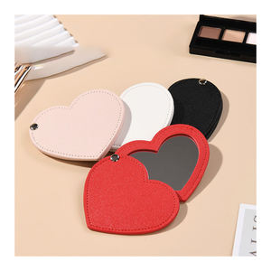 Cermin saku Mini lipat riasan bentuk hati cermin kulit PU hadiah promosi - Product Image 1