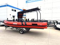 Bateau pneumatique semi-rigide (RHIB/RIB) de 7,5 m en PVC Mehler avec console à toit rigide, luxe pour le sport, pour 14 personnes, fournisseur chinois pour commandes en gros