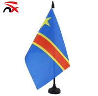 Drapeau de table promotionnel 14*21cm, bannière décorative en plastique noir, impression numérique, polyester, drapeau du Congo