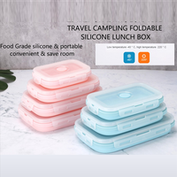 Boîte à lunch pliable multi-tailles, compatible micro-ondes, sans BPA, récipient de stockage alimentaire en silicone pliable, portable, pour la cuisine
