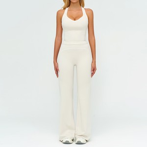 Completo Yoga di Alta Qualità, Top a Bretelle alla Moda e Pantaloni a Zampa Larghi, 2 Pezzi Traspiranti ad Asciugatura Rapida, Completo Yoga Slim per Corsa - Product Image 6