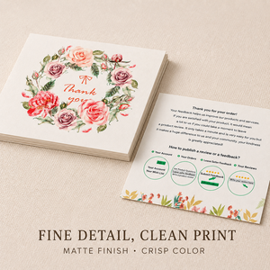 Cartes de remerciement avec motif couronne de roses aquarelle, cartes imprimées multi-floraux pour rappel de commentaires sur les commandes des petites entreprises - Product Image 3