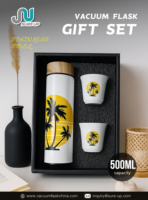 Carafe isotherme en acier inoxydable 500 ml avec poignée et couvercle, imprimée en 3D, motif paysage, anti-fuite, classique, 12-24 heures, coffret cadeau