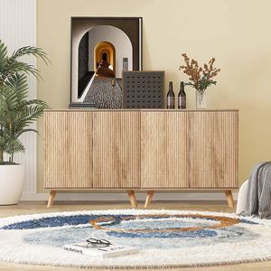 Moderno Simple MDF Tablero de madera Panel de gabinete <span class=keywords><strong>Aparador</strong></span> de rayas verticales personalizado para comedor Sala de estar Dormitorio Muebles de hotel - Product Image 1