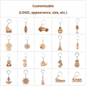 Porte-clés pendentif renne en bois gravé au laser accessoire d'arbre <span class=keywords><strong>de</strong></span> Noël porte-clés en bois bricolage créatif - Product Image 4
