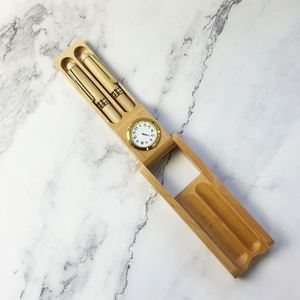 Ensemble de stylos à bille et à plume en bois d'érable naturel personnalisé avec montre de poche pour l'école, le bureau, les cadeaux commerciaux - Product Image 3