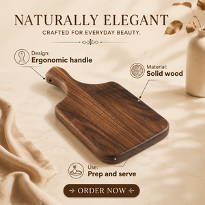 Planche à découper en bois de noyer massif rustique avec poignée ergonomique, trou de suspension, coins arrondis, 2 tailles, pour fruits, fromages et noix - Product Image 2