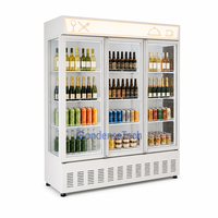 Réfrigérateur commercial vertical pour boissons, 2 ou 3 portes, température unique, contrôle numérique, étagères réglables, verrouillage de la porte