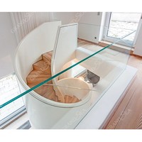 Escalier en colimaçon moderne en acier au carbone avec garde-corps en câble en acier inoxydable Offres Spéciales marche en bois pour escalier incurvé Salon