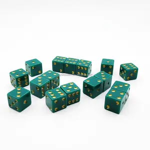 Venta al por mayor personalizado verde cuadrado grandes dados 16mm acrílico tallado lunares juego de dados