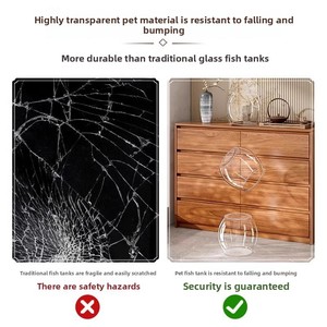 Akuarium Ikan Satu Bagian Sangat Transparan Anti Pecah Tahan Lama Kaca Imitasi Bulat Kecil Desktop Ekologis Ruang Tamu PC - Product Image 4