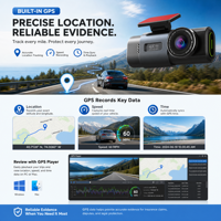 Caméra embarquée 4K+1080P double objectif avant et arrière, vision nocturne HD, Wi-Fi et GPS intégrés – Nouveauté très demandée
